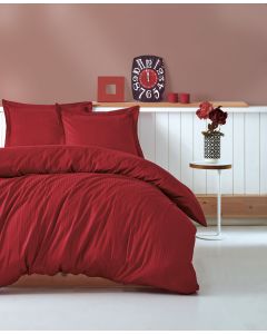 Cottonbox Elegant Stripe saten çift kişilik nevresim takımı bordo