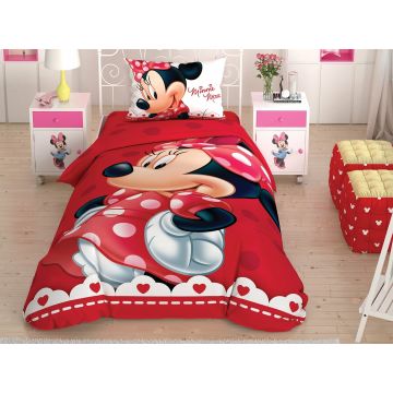 Taç Disney Home - Minnie Mouse Lovely Glitter BRF tek kişilik çocuk nevresim takımı (lisansli)