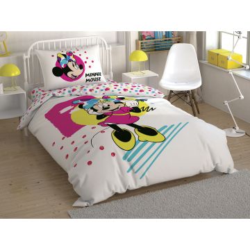 Taç Disney Home - Minnie Mouse Colour Mayhem BRF tek kişilik çocuk nevresim takımı (lisansli)