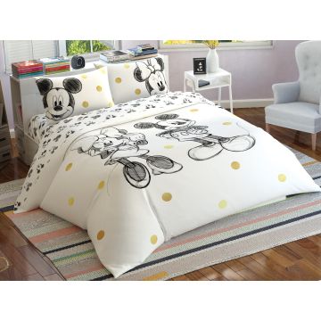 Taç Disney Home - Minnie & Mickey Mouse Glitter ranforce çift kişilik nevresim takımı (lisansli)