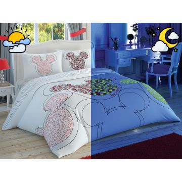 Taç Disney Home - Love Mickey Mouse Glow ranforce çift kişilik nevresim takımı (lisansli)