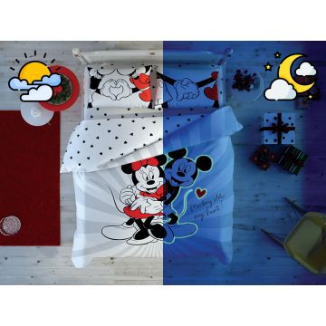 Taç Disney Home - Minnie & Mickey Mouse Glow ranforce çift kişilik nevresim takımı (lisansli)